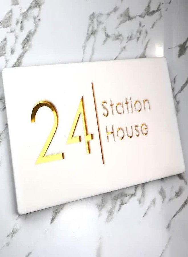 HomeEcho لوحات أسماء أبواب فاخرة مقاومة للماء من هوم إيكو، قابلة للتخصيص، لمداخل المنازل (15×30 سم) بأحرف ثلاثية الأبعاد - مثالية للمنازل والمكاتب والمداخل الخارجية، مزودة بمسامير من الفولاذ المقاوم للصدأ || لوحات أسماء الأبواب (أبيض وذهبي) - Image 2